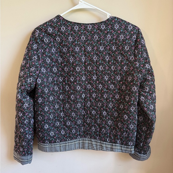 Quilted Style Multicolor Floral Zip-Up Jacket - Picture 2 of 4